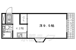コート黄檗 3階1Kの間取り