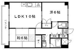 JR東海道・山陽本線 山科駅 徒歩8分の賃貸マンション 2階2LDKの間取り