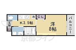 京都地下鉄東西線 椥辻駅 徒歩5分の賃貸マンション 4階1Kの間取り