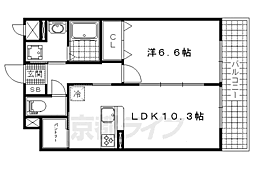 京阪京津線 四宮駅 徒歩8分の賃貸マンション 4階1LDKの間取り