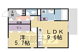 Hygge伏見 1LDKの間取図画像