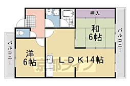 シャンポール蘭 2LDKの間取図画像