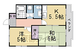 みささぎハイツ 2DKの間取図画像