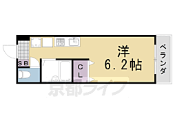 パルテール桂 1Kの間取図画像