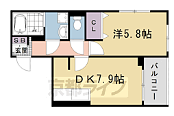 ヒカルサ京都梅津 1DKの間取図画像