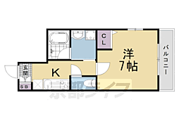 CREDOR龍谷大南 1Kの間取図画像