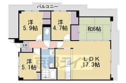 ユニハイム城陽 4LDKの間取図画像