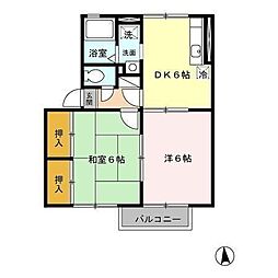 ファミール小春の里 2階2DKの間取り