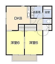 ＨＩＬＬＴＯＰ花山手I 2階2DKの間取り