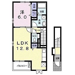 ロード早水　II 2階1LDKの間取り
