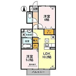 マール・ビビ　Ｃ棟 1階2LDKの間取り