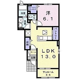 フォレスト　Ｔ・Ｈ　I 1階1LDKの間取り