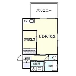 アルテマイスター谷川 2階1LDKの間取り