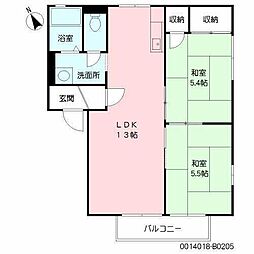 オオノニューコーポ 2階2LDKの間取り