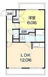 エンジェリック木原 3階1LDKの間取り