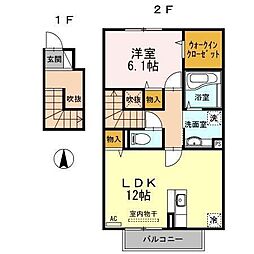 サニーコート宮崎駅東 2階1LDKの間取り
