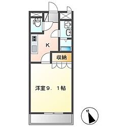 ハート・ピュア宇和田 1階1Kの間取り