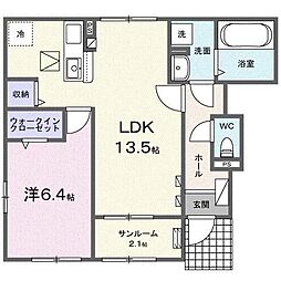 カゼッタ　Ｂ 1階1LDKの間取り