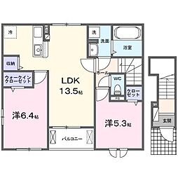 ア・レーズ　大塚 2階2LDKの間取り