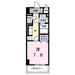 サンライズ 江平中町 1Kの間取図画像