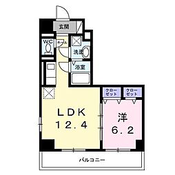 サンライズ 江平中町 1LDKの間取図画像