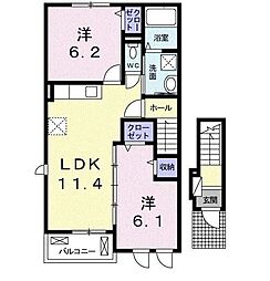 リトルマーメイド 2LDKの間取図画像