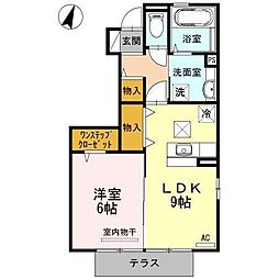 メルヴェーユA 1LDKの間取図画像