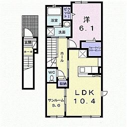 ケースリー1 1LDKの間取図画像