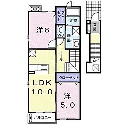 サンメゾンさざんか 2LDKの間取図画像
