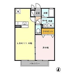 セジュール・アイ・小松 1LDKの間取図画像