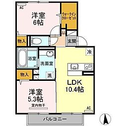 オーキッドマル2 2LDKの間取図画像