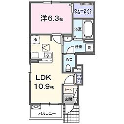 ミレールシャラン 1LDKの間取図画像