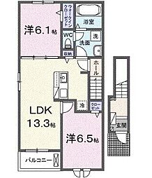 仮)赤江アパートII 2LDKの間取図画像