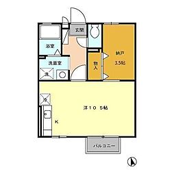 ルミエールA ワンルームの間取図画像