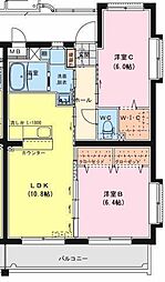 オーシャンハイツ参番館 2LDKの間取図画像