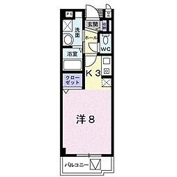 シールド青葉 1Kの間取図画像