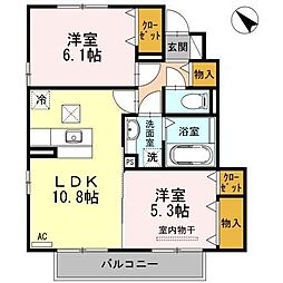 D-roomみやこBAL 2LDKの間取図画像