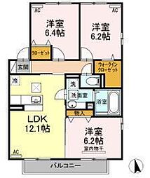 セジュールさくらDG2A 3LDKの間取図画像