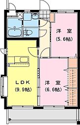 リヴェールMYM2 2LDKの間取図画像