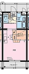 オーシャンハイツ弐番館 ワンルームの間取図画像