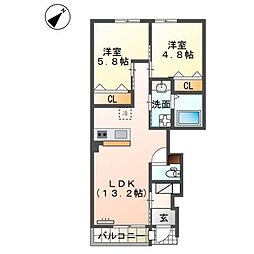 Chaleur  K 2LDKの間取図画像