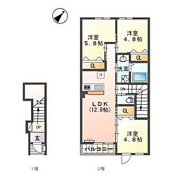 Chaleur  K 3LDKの間取図画像