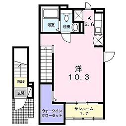 ヴォルフ ワンルームの間取図画像