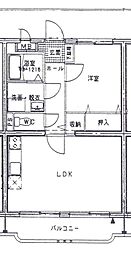 セルリア大橋 1LDKの間取図画像