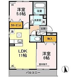 ウエストヴィレッジ2B 2LDKの間取図画像