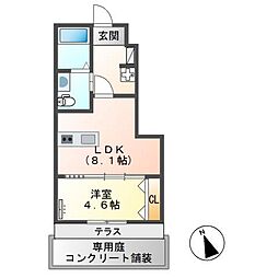 メイプル高洲 1LDKの間取図画像