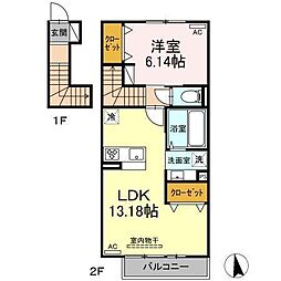 ガーデンリーフ平和台 B棟 1LDKの間取図画像