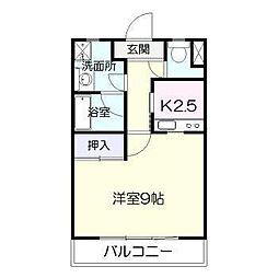 エンデバーハイツ 1Kの間取図画像