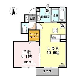 ディールームハル鶴島 1LDKの間取図画像