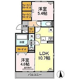 ヴァンヴェール 2LDKの間取図画像